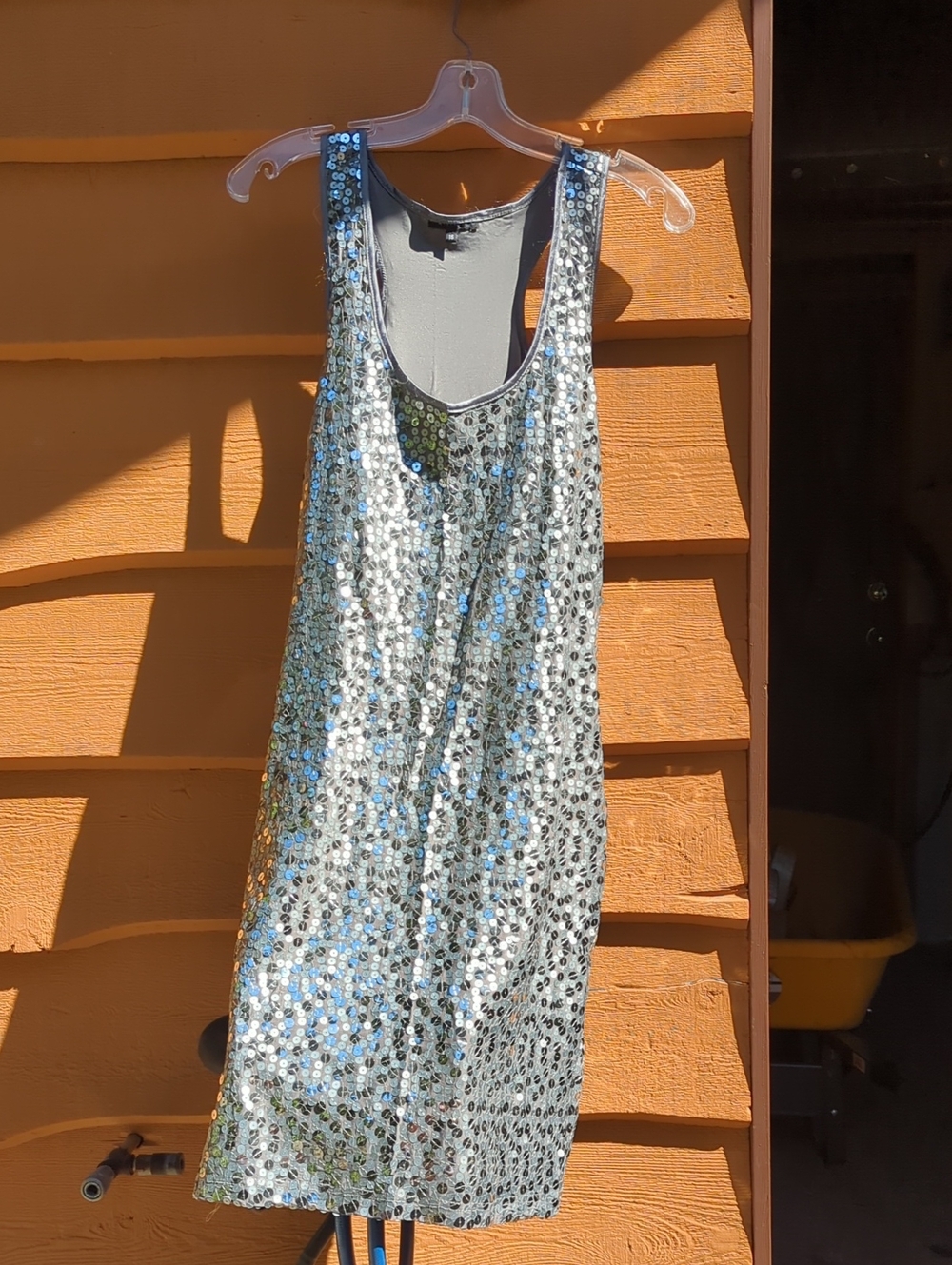 Silver Sequin Tank Dress - Women's Party Dress. Halloween Gogo Dancer.